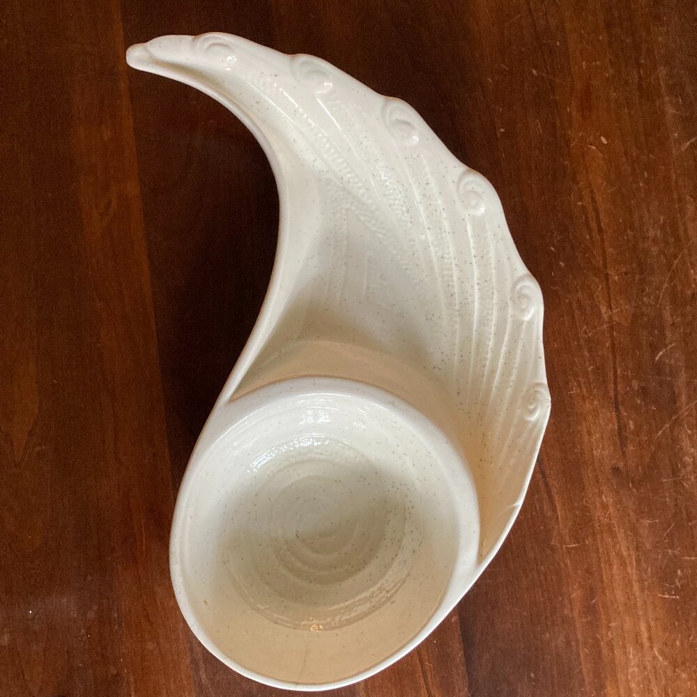 Vintage MCM California Pottery Ceramic Chip & Dip Serving Bowl